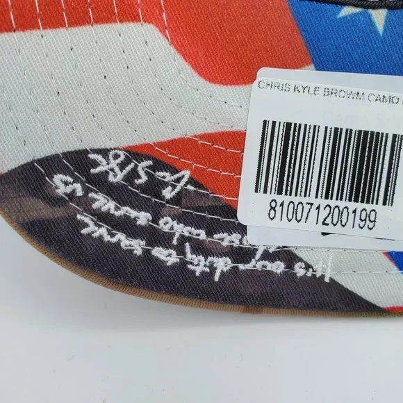 NWT Hooey Chris Kyle Brown Camo Men's Trucker Hat Flexfit American Flag S-M - Picture 7 of 15